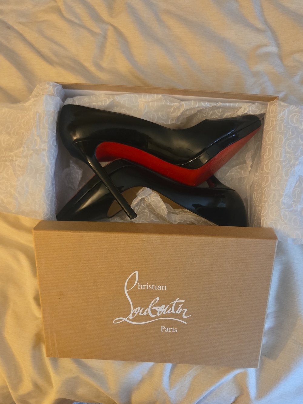 Christian Louboutin Black Patent Leather Heels with Red Soles